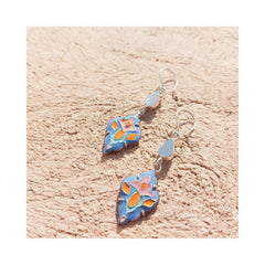Slimi Silver & Copper Earrings with Enemal