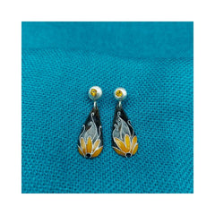 Flower Silver & Copper Earrings with Enemal
