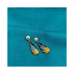 Flower Silver & Copper Earrings with Enemal