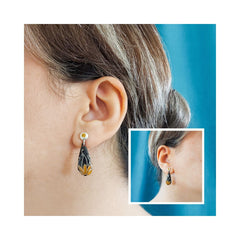 Flower Silver & Copper Earrings with Enemal