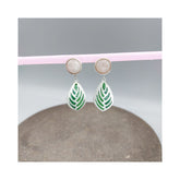 Green leaf Silver with Enemal & Rose quartz