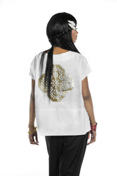 Handmade shirt with laser cut piece on back