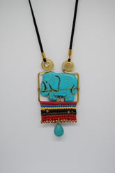 Handmade long necklace and matching earrings (Elephant)