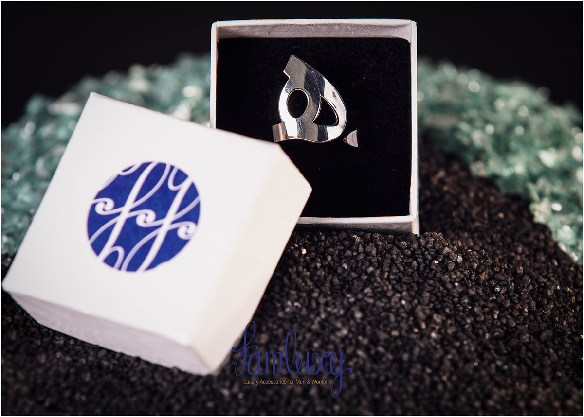 Adjustable Handmade Silver Calligraphy Ring ( هـ)