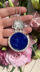 Silver handmade Blue Lapis Necklace with pearls