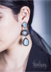 Cubic Zirconia Diamonds With Natural Stones Earring