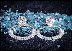 Circle Pearl Earring With Cubic Zirconia Diamond