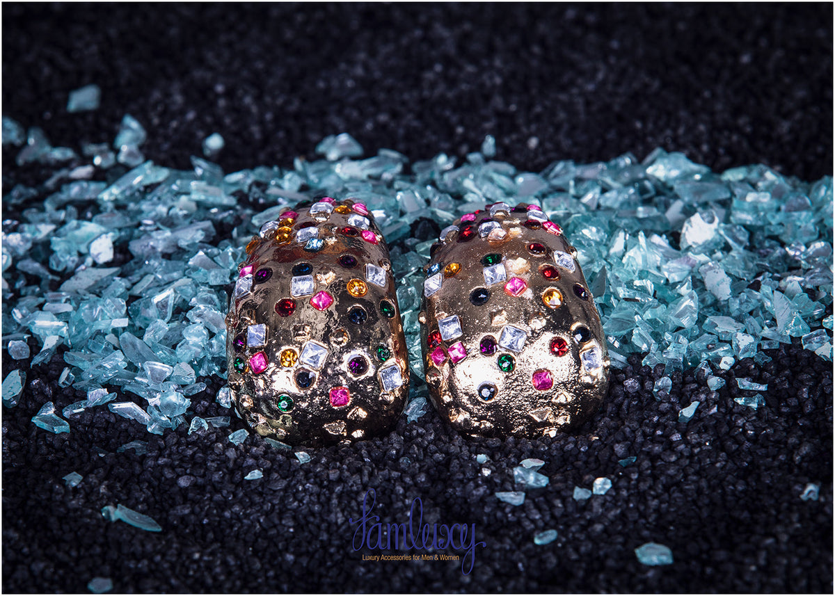 Gold Plated Earring With Colourful Stones