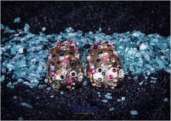 Gold Plated Earring With Colourful Stones