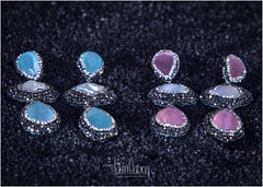 Cubic Zirconia Diamonds With Natural Stones Earring
