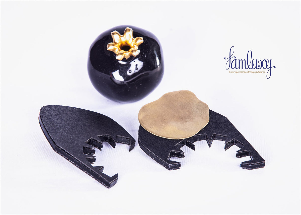 Handmade Gold Plated Leather Earring