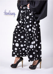 Polka-Dot Elastic Waist Wide Leg Pants