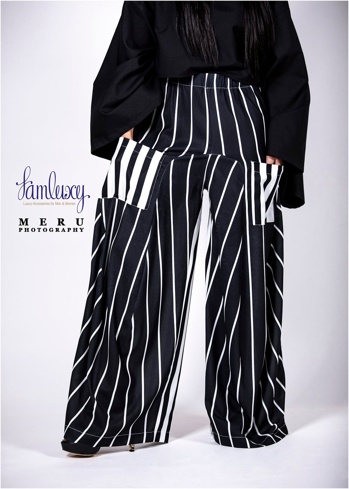 Strip Black and White casual loose pant