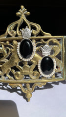 Silver handmade Onyx Earring with pearls