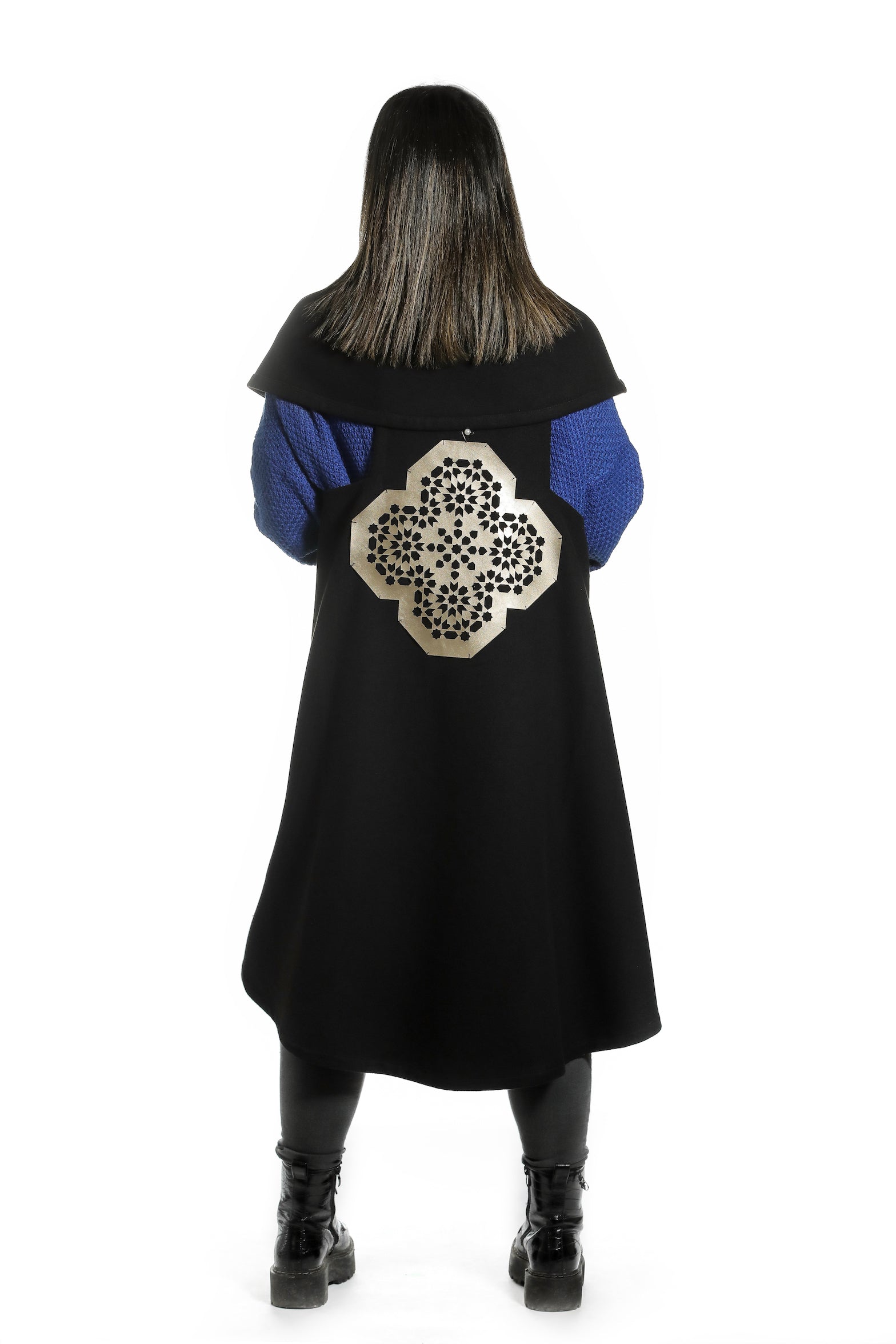Black Customize vest with Leather Laser Cut on back