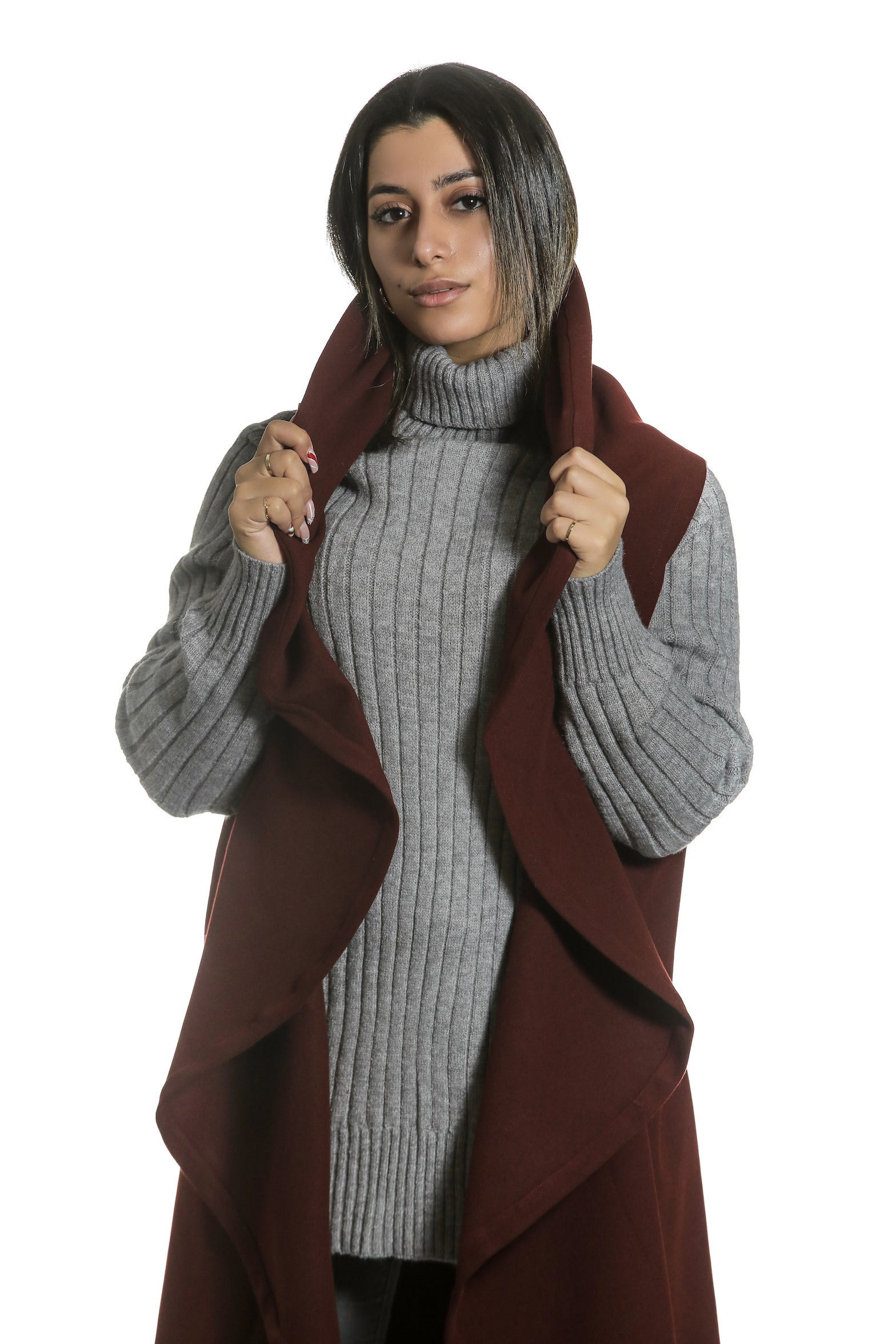 Dark Red Customize vest with Leather Laser Cut on back