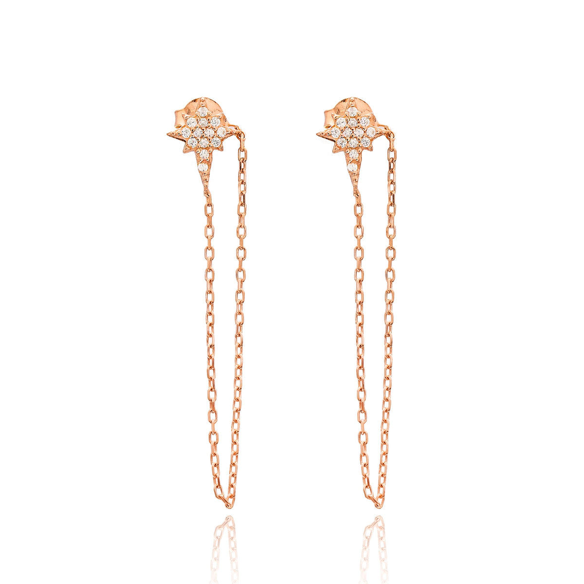 Push Back Ear Thread Earring  Sterling Silver Chain Earrings