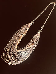 Long Funky Pink and Silver Necklace