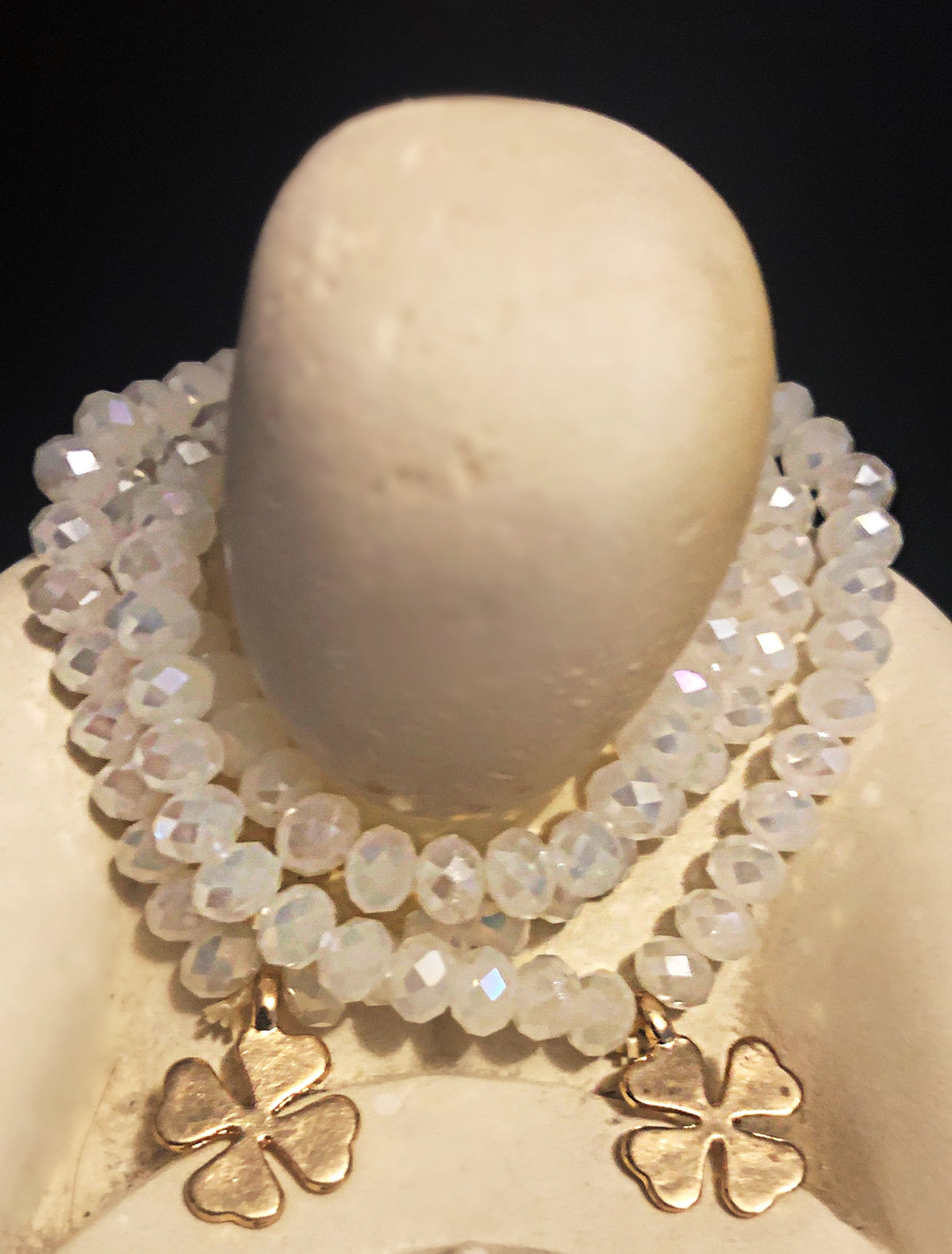 White and Gold Clover bracelet,3 pieces