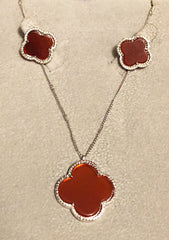 Agate Clover Set ,Sterling Silver