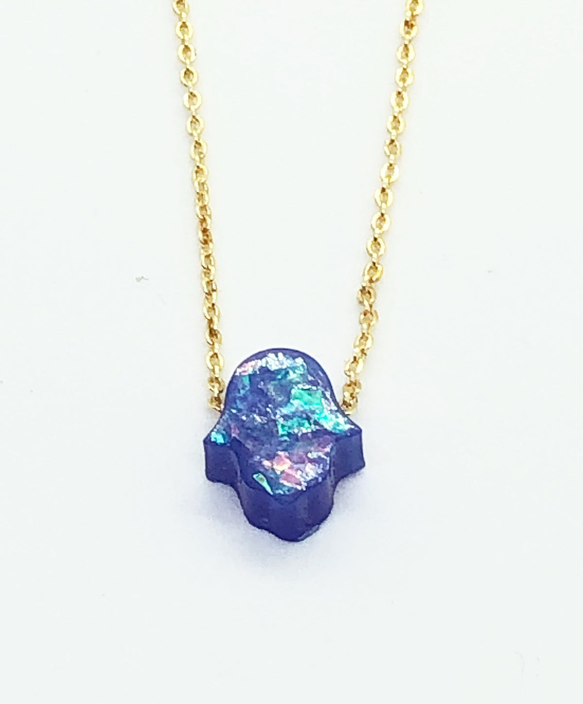 Blue Mini Hamsa Necklace