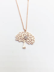 Rose Gold Tree with Stud Necklace
