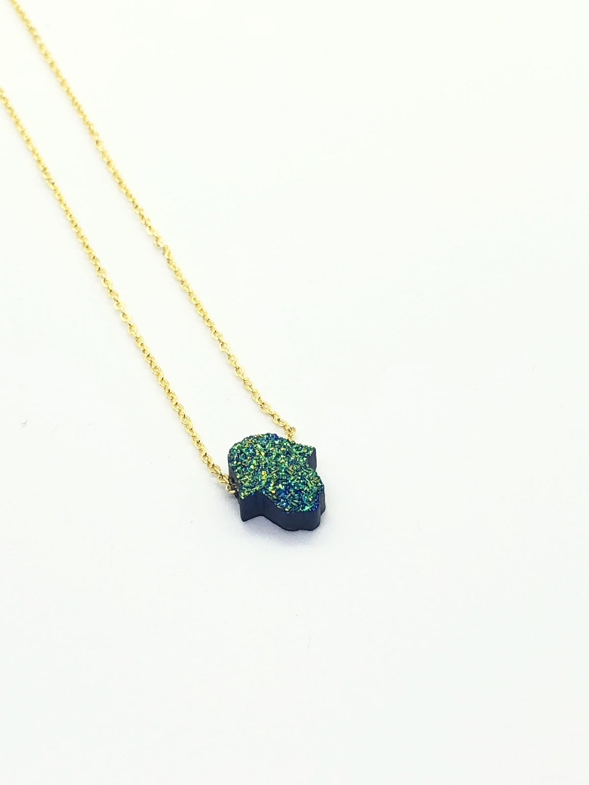 Dark Green Mini Hamsa Necklace