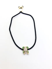 Gold Frog Black Band Bracelet