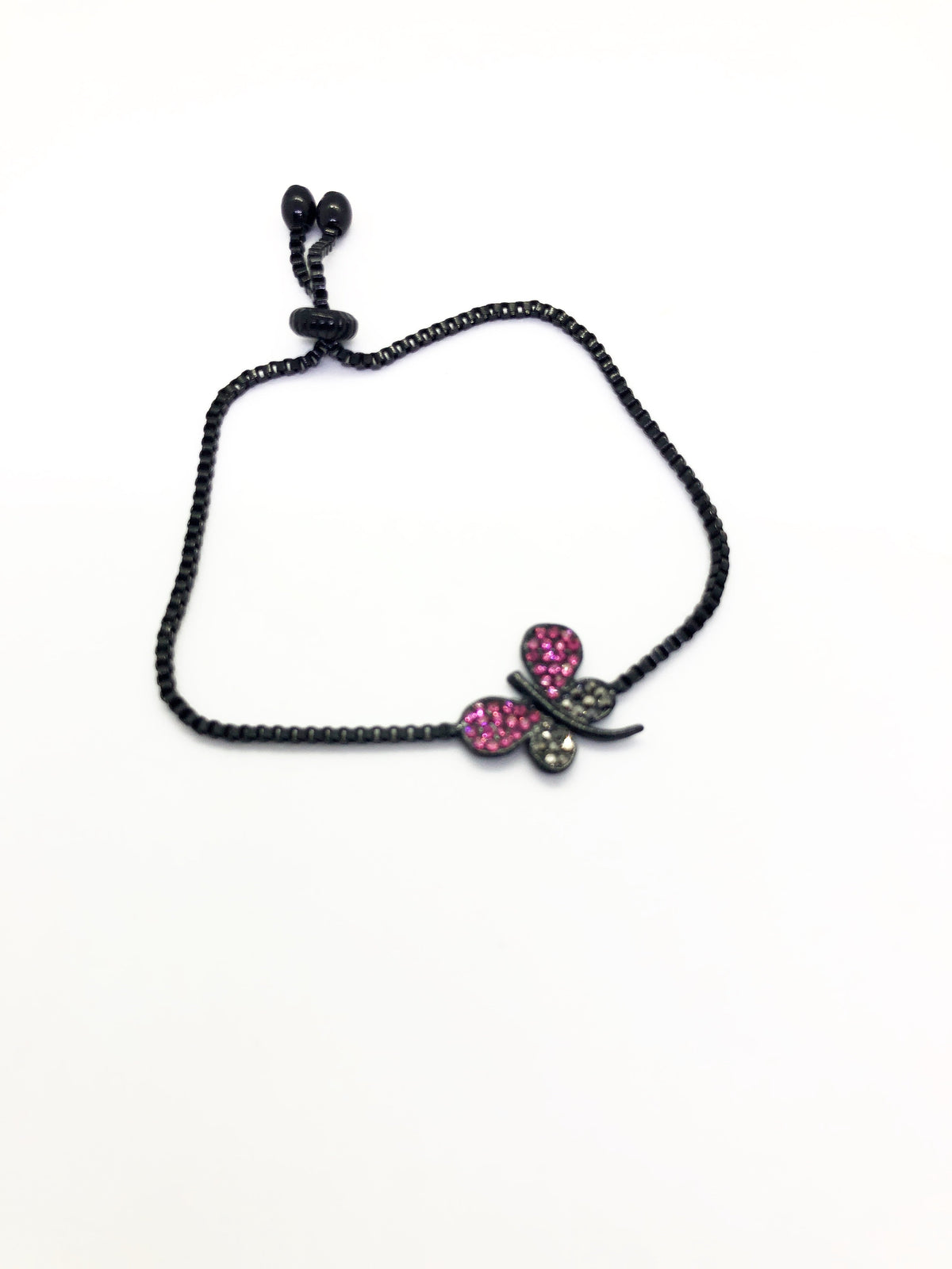 Silver Band Butterfly with Black and Pink Colours