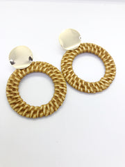 Beige Hawaiian Hoops Earrings