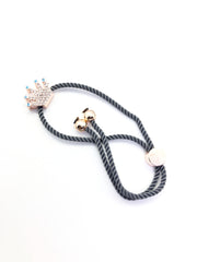 Rose Gold Crown with Grey Band Bracelet
