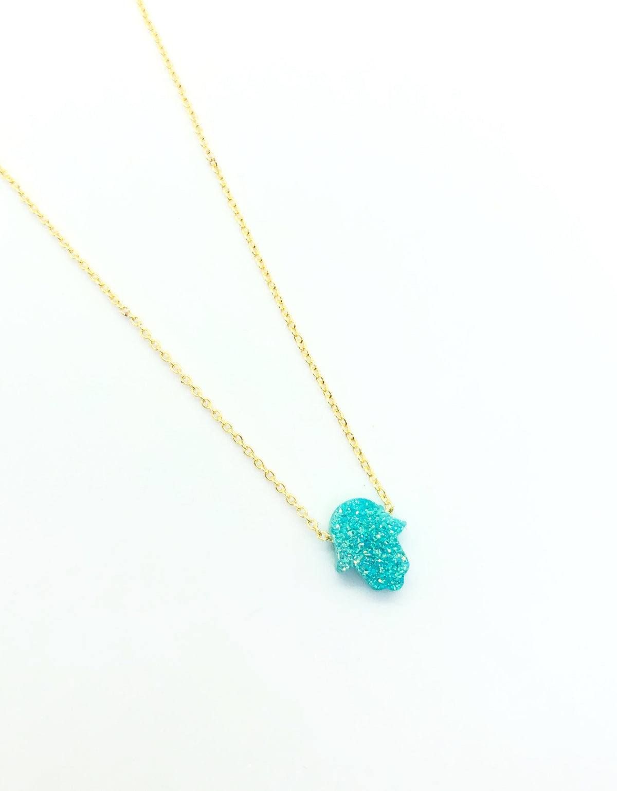 Green Mini Hamsa Necklace