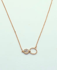 Rose Gold 2 Circle with Stud Necklace
