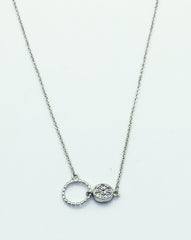 Silver 2 Circle with Stud Necklace
