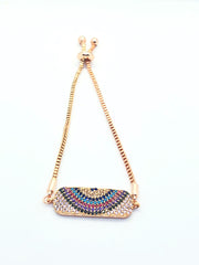 Rose Gold Fitted Rectangular Rainbow Bracelet