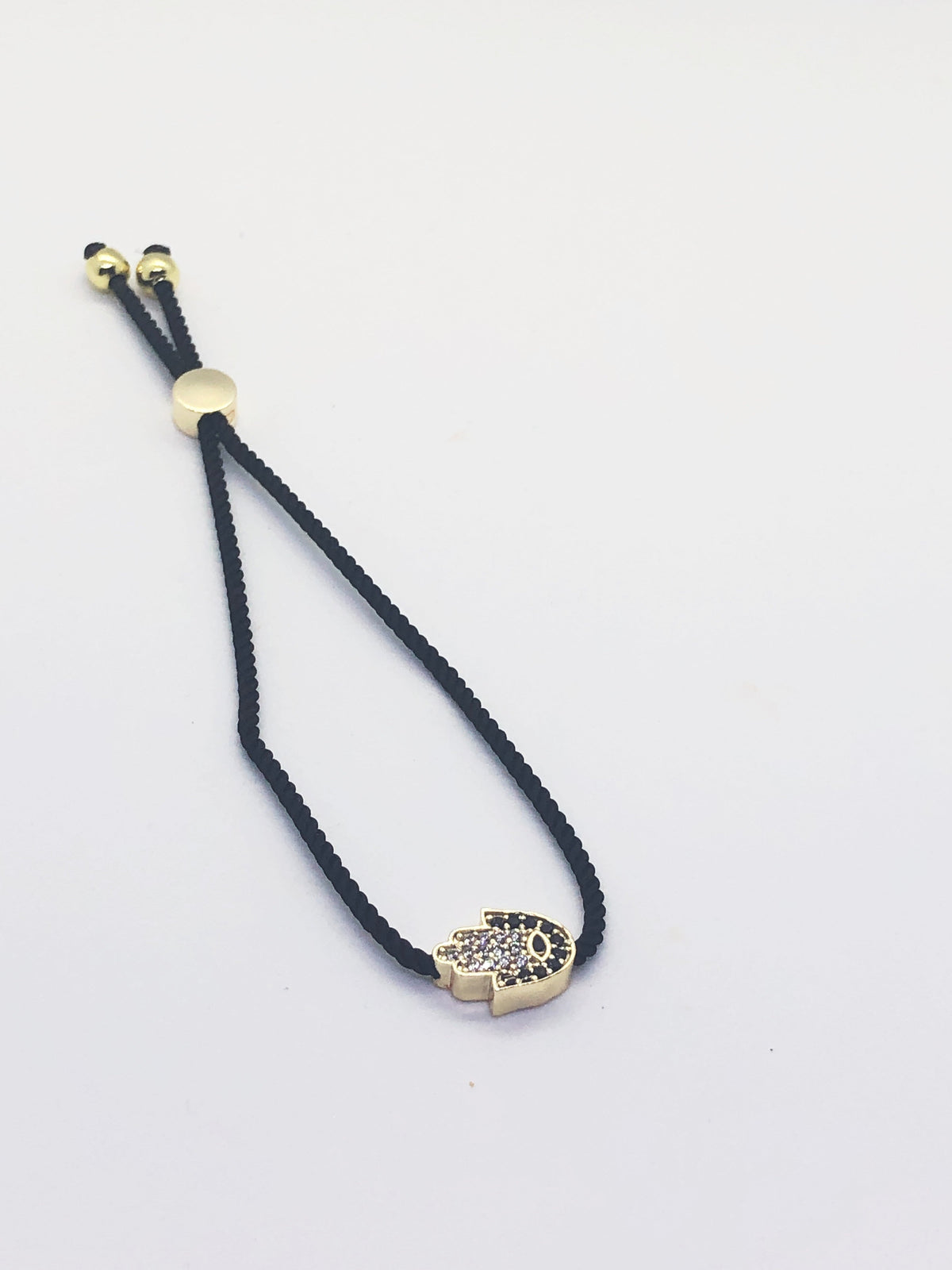 Gold Hamsa with Black Band Bracelet