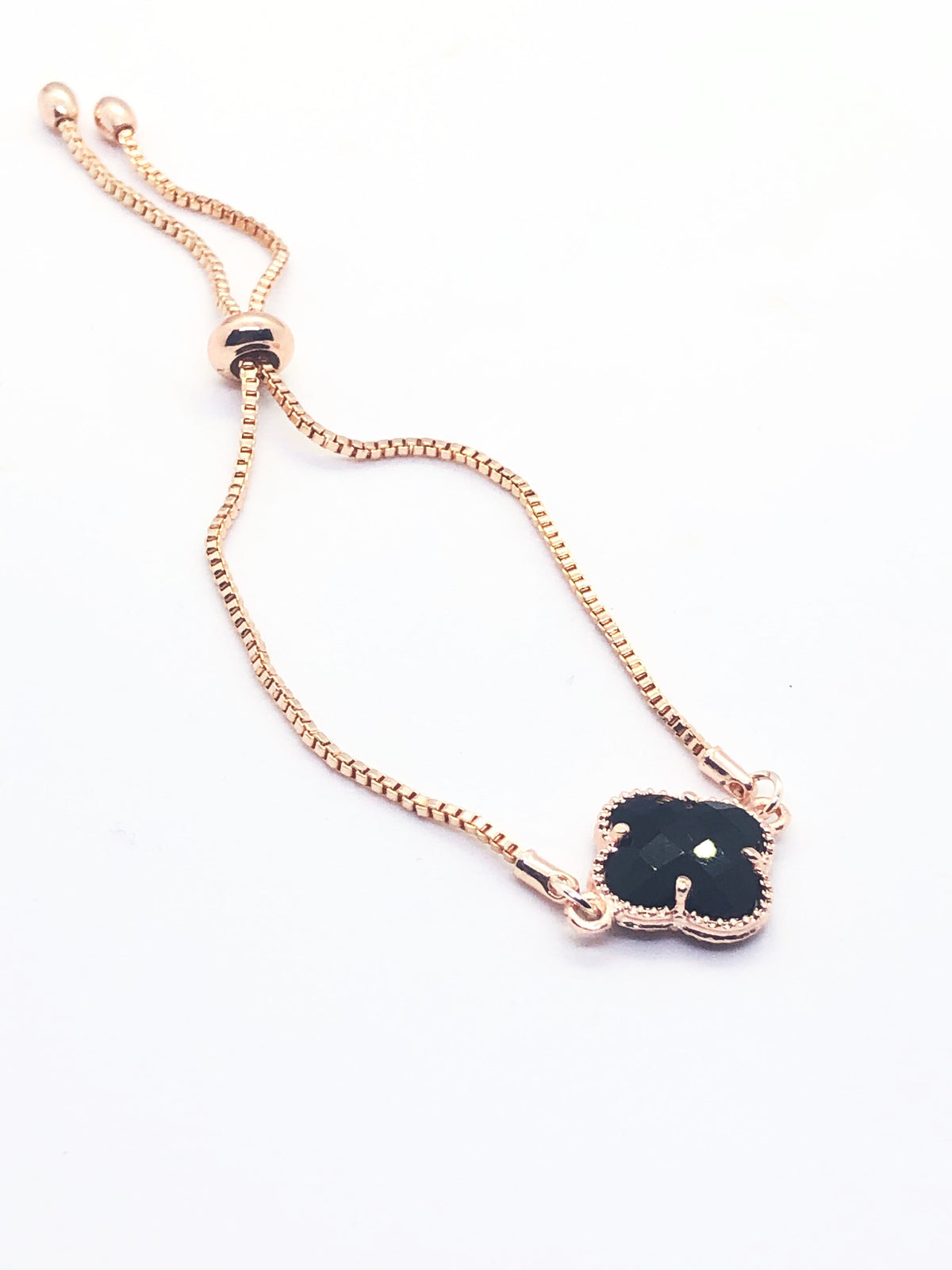 Rose Gold Black Clover Fitted Bracelet