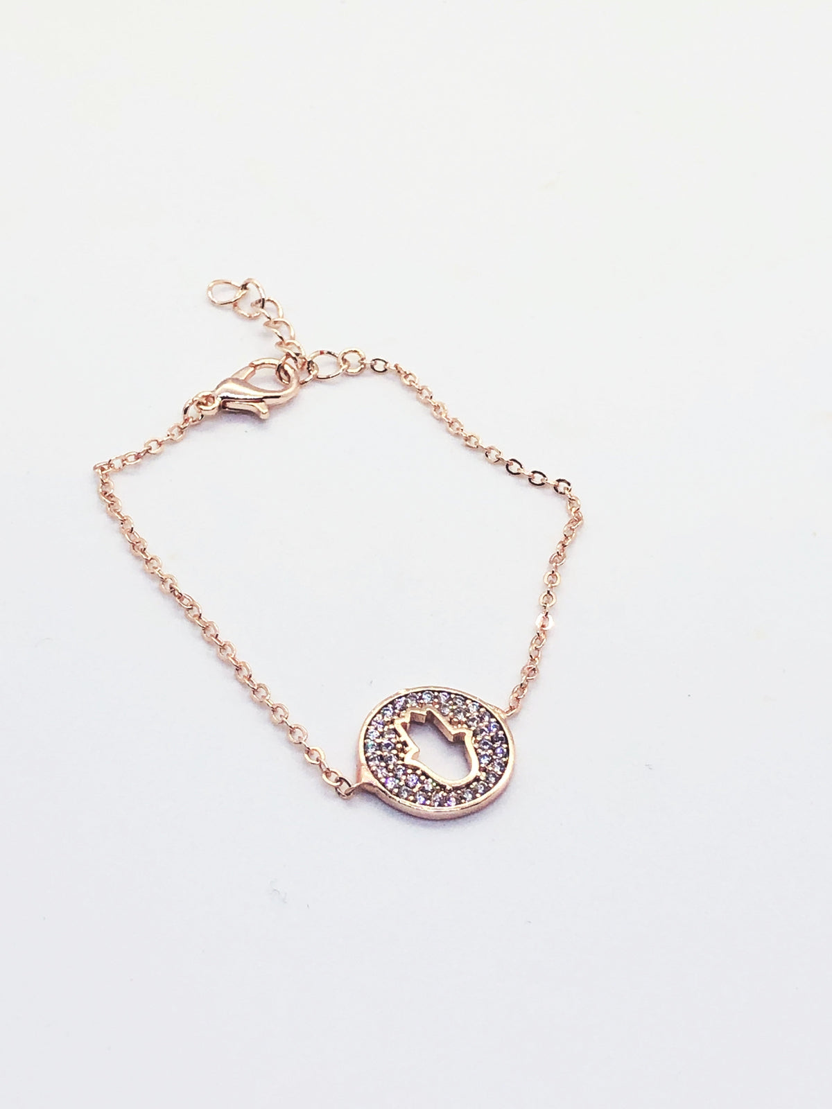 Rose Gold Hamsa Cirlce Fitted Bracelet