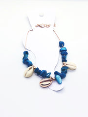 Rose Gold Blue Sea Shell Anklet