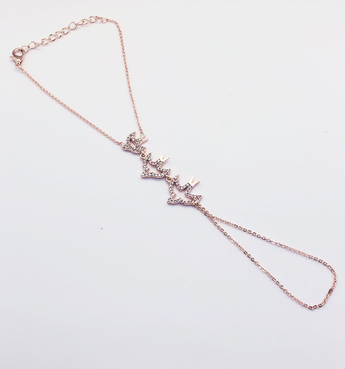 Rose Gold Hand Chain Bird Bracelet