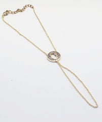 Gold Circle Hamsa Hand Chain Bracelet