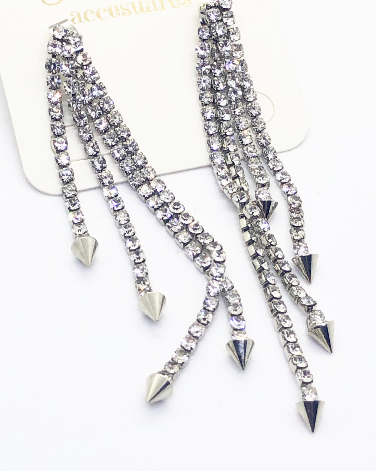 Silver Waterfall Spikes Earrings