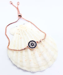 Rose Gold fitted Bracelet circle evil eye