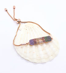 Rose Gold Fitted Rectangular Rainbow Bracelet