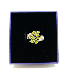 Sterling silver lime ring with zirconia stones