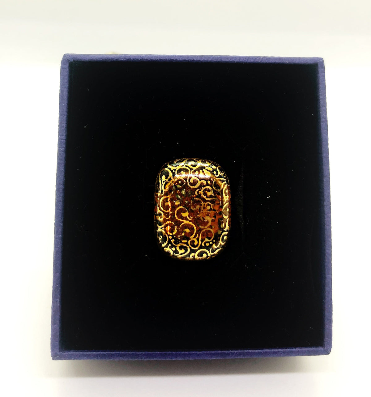 Gold Ring with Handmade Glass