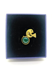 Handmade gold plated ring with green stone