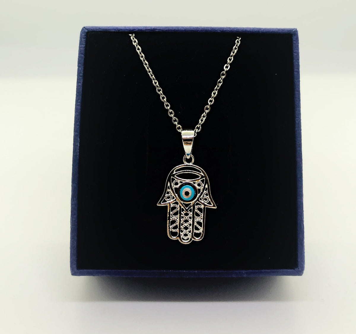 Sterling silver Hamsa hand necklace