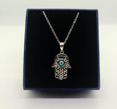 Sterling silver Hamsa hand necklace