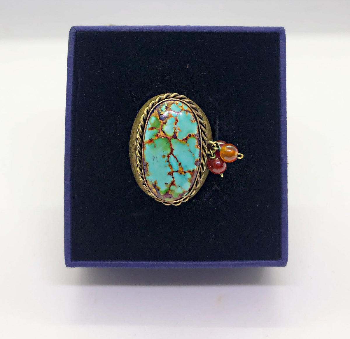 Hand made Gold plated turquoise ring